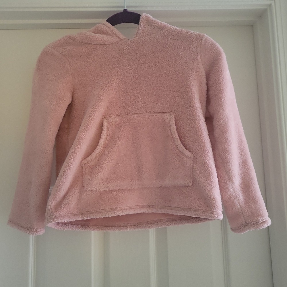 Carters Girls Pink Plush Fleece Hoodie Kangaroo Pocket Pullover Size 8